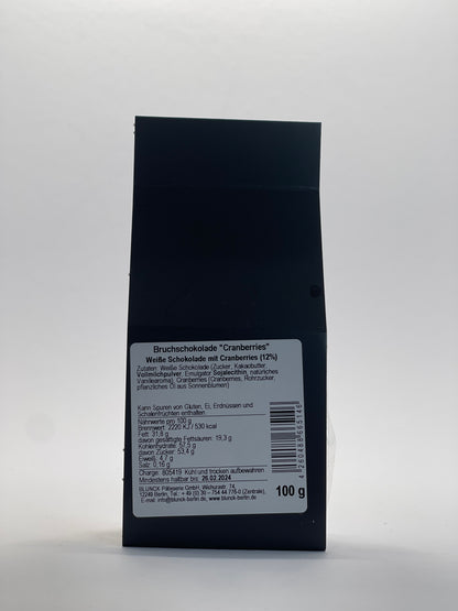 Blunck - weiße Bruchschokolade mit Cranberries 100g